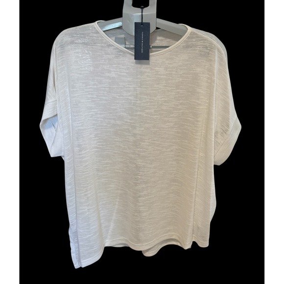 Tommy Hilfiger Women's Tanglewood Asymmetrical Hem Short Sleeve Top Size 1X, NWT - Picture 1 of 5